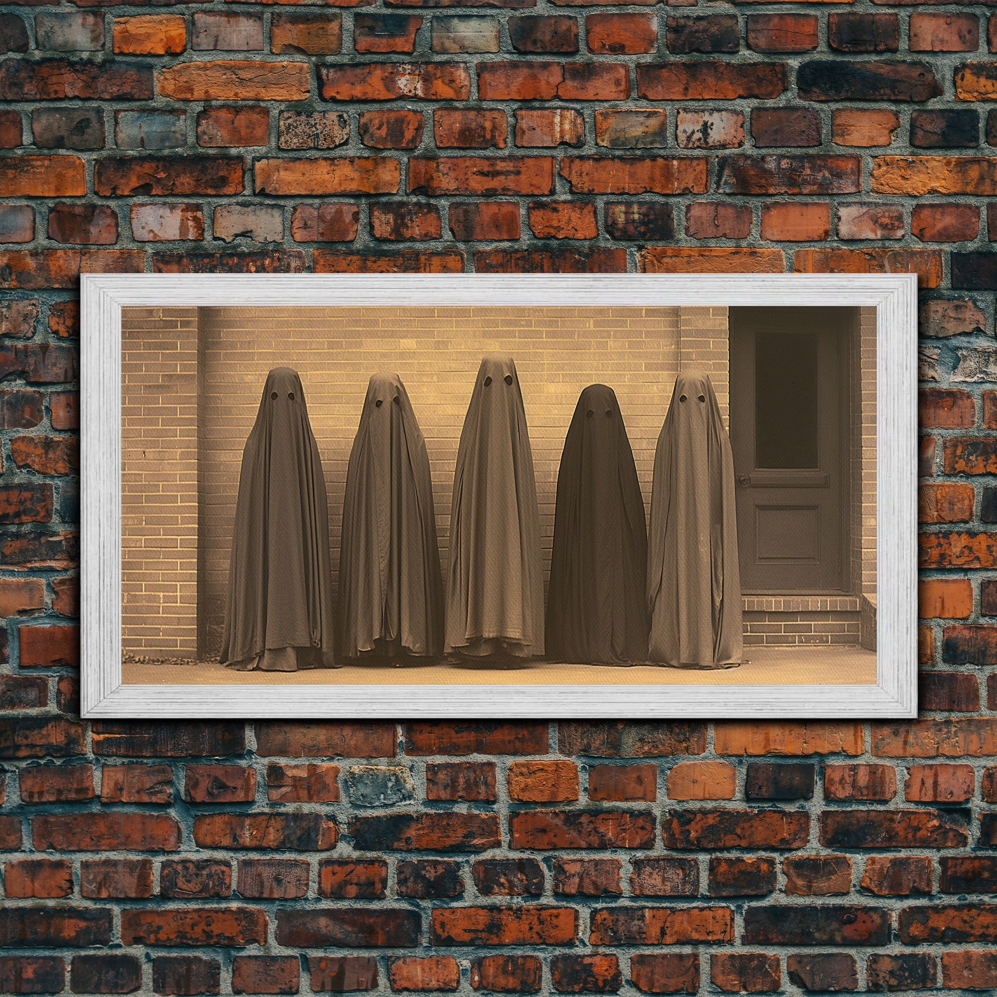 Spooky Ghost Art, Vintage Tin Type Photography Art, Framed Canvas Print, Dark Academia, Spooky Victorian Halloween Decor